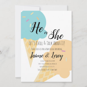 Convite Sorvete Gigante Cones Gênero Revela Ele ou Ela