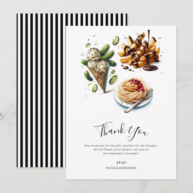 Convite Sorvete & Picles Desejos Estranhos Obrigado (Frente/Verso)