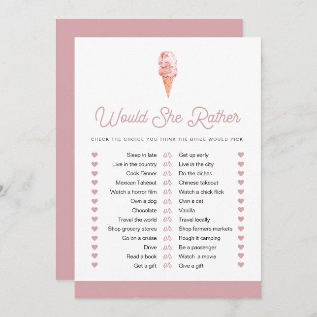 Convite SORVETE Retro CLARA Ela Preferencialmente Jogo De  (Frente/Verso)