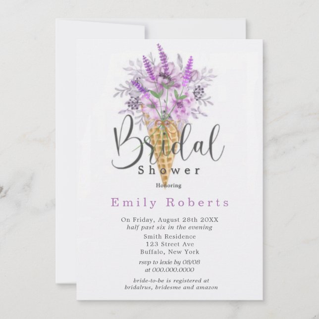 Convite Sorvete Roxo Chá de panela Cone Inv (Frente)