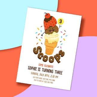 Convite Sorvete Scoops Kids Party