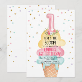 Convite Sorvete Social Aqui é o Primeiro Aniversário da Co