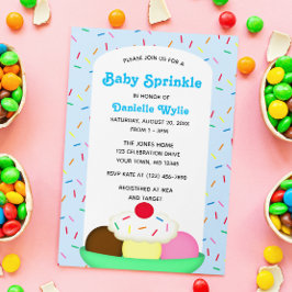 Convite Sorvete Sundae com Sprinkles Blue Baby Sprinkle
