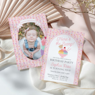 Convite Sorvete Sundae Heres da Festa de aniversário Scoop