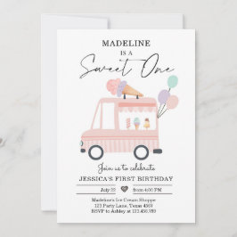 Convite Sorvete Truck primeiro aniversario Convide Rosa Do