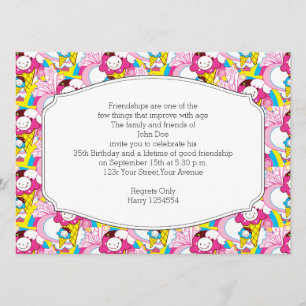 Convite Sorvete Uber de Kawaii da festa de aniversário