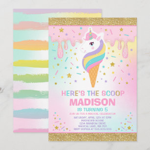 Convite Sorvete Unicorn Invitation Magic Sorvete Party