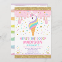 Sorvete Unicorn Invitation Magic Sorvete Party