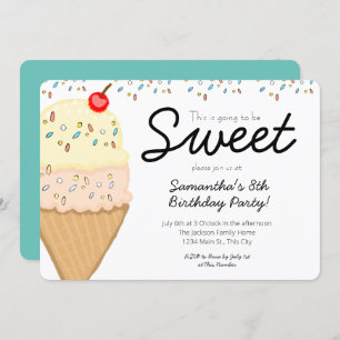 Convite Sorvete, vai ser uma Festa de aniversário doce