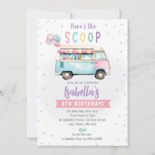 Convite Sorvete Van Birthday Invite - Aqui está o Scoop