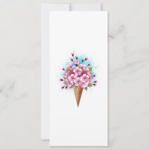 Convite Sorvete Waffle Rosa Sakura Cone