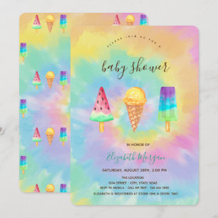 Convite Sorvetes Legais Verão Tie Dye Chá de Bebê