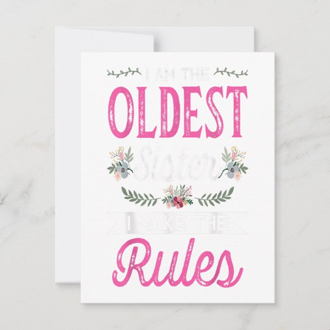 Convite Sou O Mais Velho Que Faz A Regra Irmã Grande Irmã  (Frente)