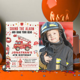 Convite Sound the Alarm! Firefighter Birthday Boy Photo