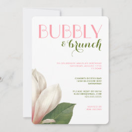 Convite Southern Magnolia Bubble Brunch | Verde rosa branc