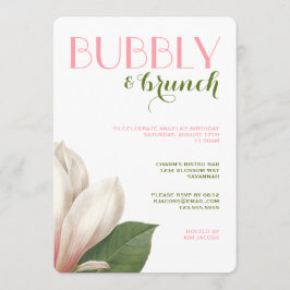 Convite Southern Magnolia Bubble Brunch | Verde rosa branc