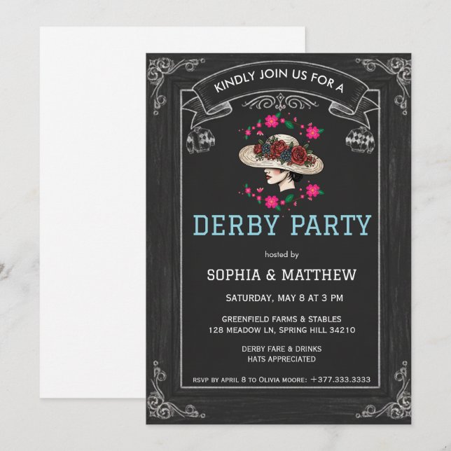Convite Southern Style Derby Party Invitation (Frente/Verso)