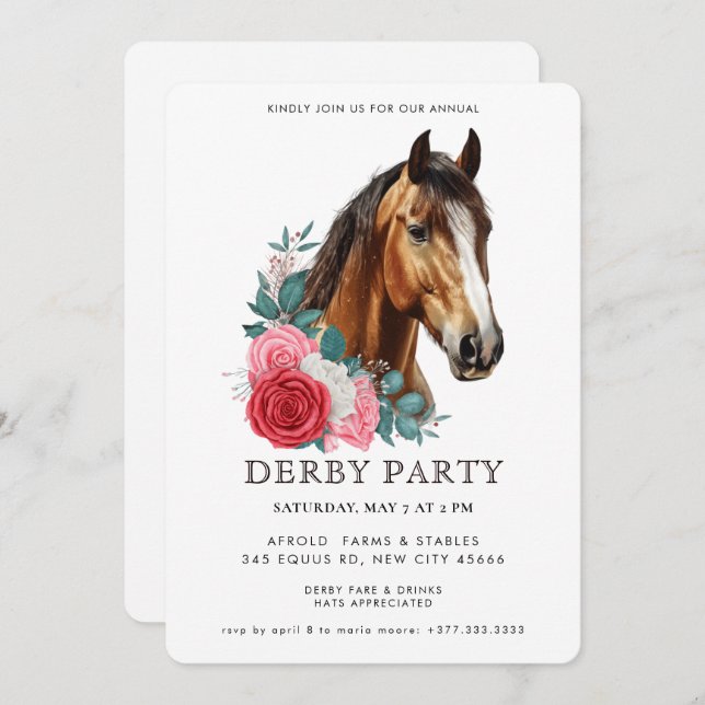 Convite Southern Style Derby Party Invitation (Frente/Verso)