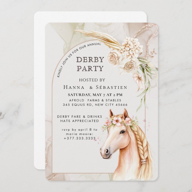 Convite Southern Style Derby Party Invitation (Frente/Verso)