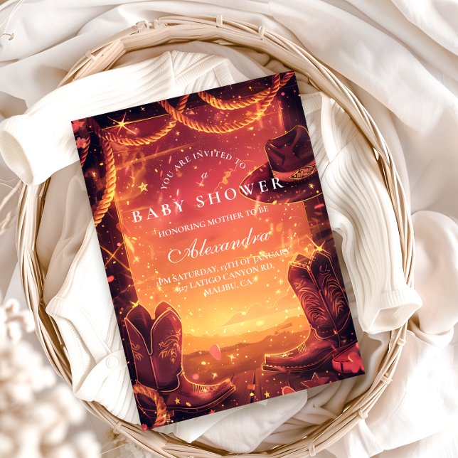 Convite Southwestern Cowboy Boots Baby Shower (Criador carregado)