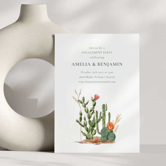 Convite Southwestern Desert Cactus Engagement Party (Criador carregado)