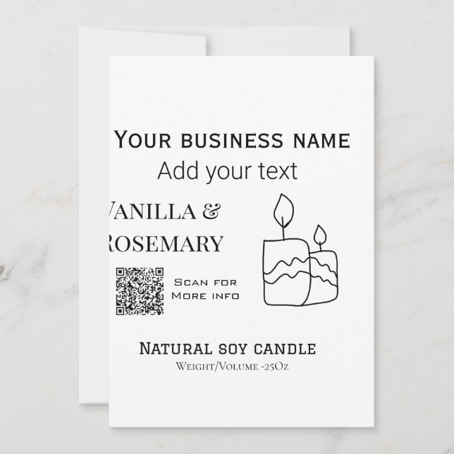 Convite Soy candelabro adicione q r código comercial tex (Frente)