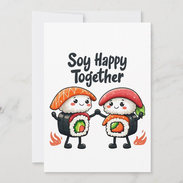 Convite Soy feliz juntos Sushi Kawaii Comida japonesa (Frente)