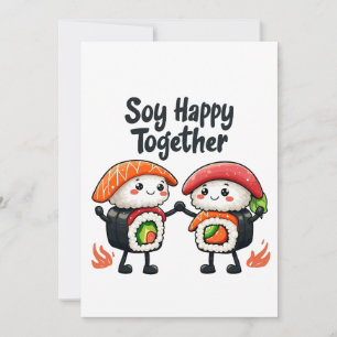 Convite Soy feliz juntos Sushi Kawaii Comida japonesa