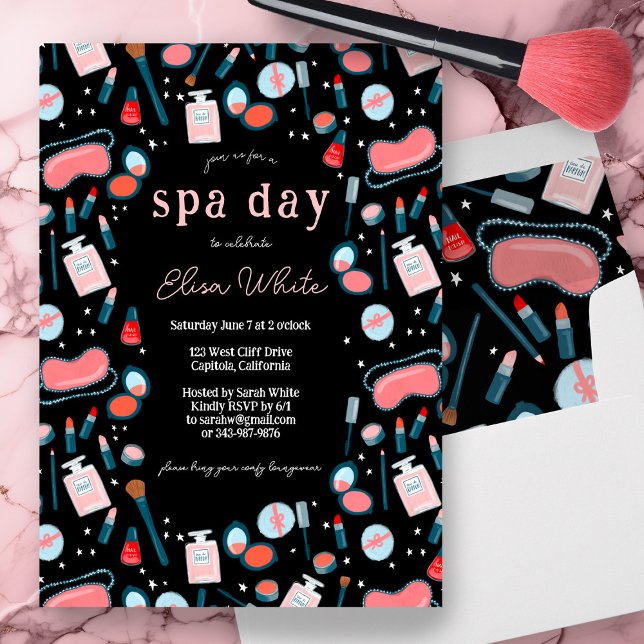 Convite Spa Day Bridal Bachelorette Beauty Makeup CUSTOM (Spa Day Bridal Shower Bachelorette Party Birthday Beauty Makeup CUSTOM Invitation)