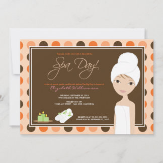 Convite Spa Day Polka-dots Chá de panela Invite (laranja)