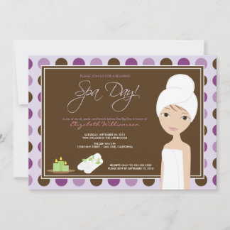 Convite Spa Day Polka-dots Chá de panela Invite (lavanda)