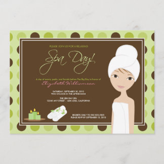 Convite Spa Day Polka-dots Chá de panela Invite (limão)