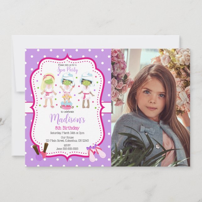 Convite Spa Makeup Birthday Party Photo Invitation (Frente)