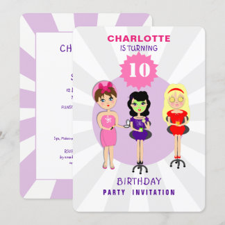 Convite Spa Pamper Girly Kids Festa de Aniversário Bonita