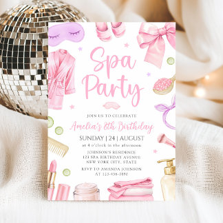 Convite Spa Party Girl Birthday Invitation
