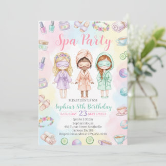 Convite Spa party girls Glam Birthday party