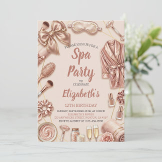 Convite Spa Party Glitz Glam Glamour Girl Makeup Birthday