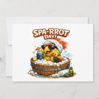 Convite Spa-rrrot Day Funny Parrot Spa Relax Design