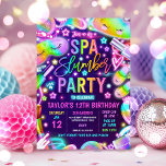 Convite Spa Slumber Neon Spa E Festa de aniversário De Son<br><div class="desc">Spa Slumber Neon Spa E Convite de aniversário Sleepover</div>