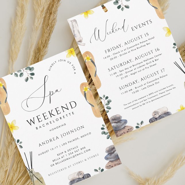 Convite Spa Weekend Bachelorette Girl (Criador carregado)