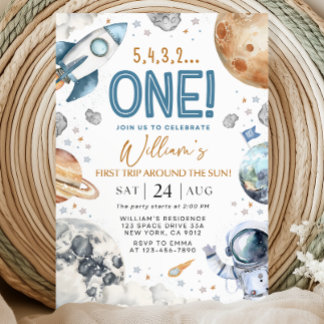 Convite Space 1st Birthday Party First Trip Around The Sun