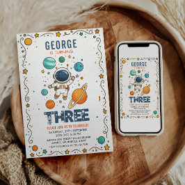 Convite Space Adventure 3rd Birthday | Outer Space Party