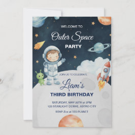 Convite Space Adventure Astronaut Birthday Invitation