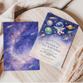 Convite Space Birthday Galaxy Boy Invitation