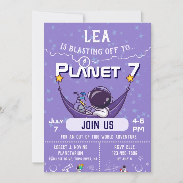 Convite Space Birthday Party Invitation (Frente)