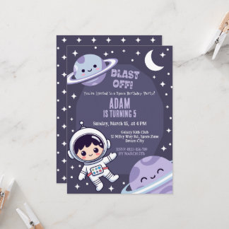 Convite Space Birthday Party Invitation | Galaxy Astronaut