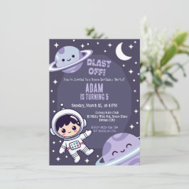 Convite Space Birthday Party Invitation | Galaxy Astronaut