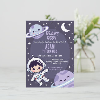 Convite Space Birthday Party Invitation | Galaxy Astronaut