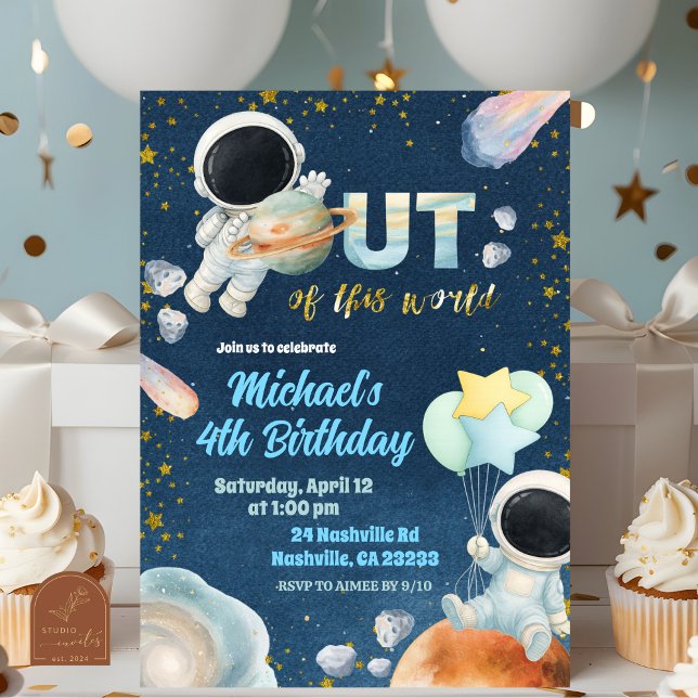 Convite Space Boy Birthday Invitation (Criador carregado)