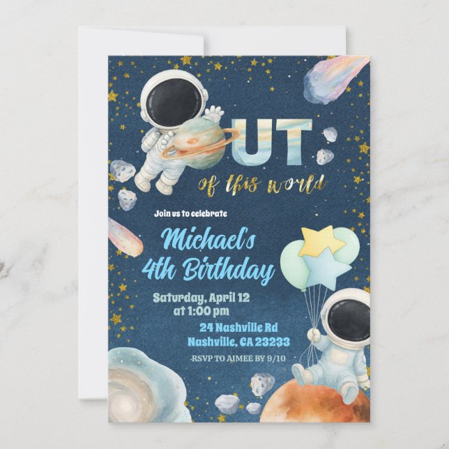 Convite Space Boy Birthday Invitation (Frente)
